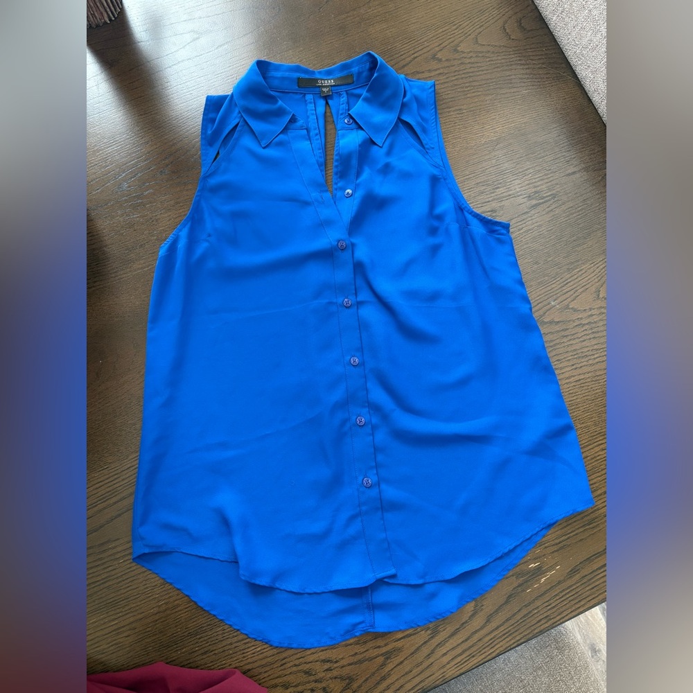 Guess Royal Blue Button-Up Blouse